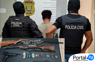 Preso por porte ilegal de arma (Foto: Ascom/Polícia Civil)
