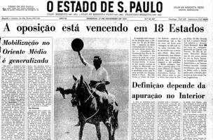 Capa do Estadão anunciando a derrota da ditadura em 1974: um pacote mudou a Constituição e pirou a representatividade dos Estados na Câmara dos Deputados (Foto: Reprodução)