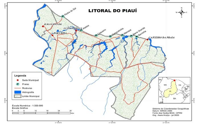 Mapa do litoral do Piauí
