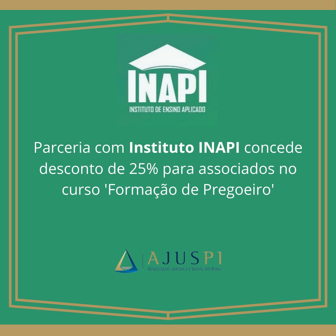 Parceria com Instituto INAPI garante desconto de 25% para associados no curso ‘Formação de Pregoeiro'