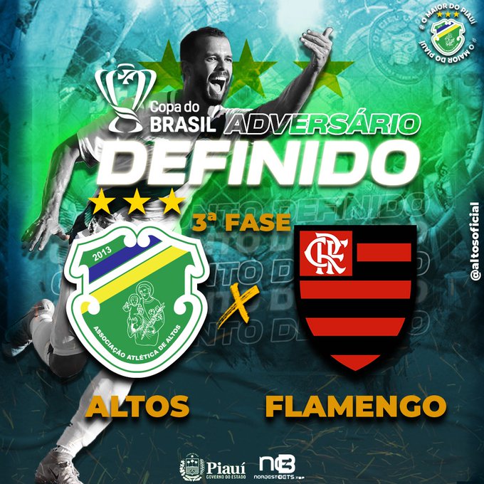 Adversários: Altos enfrenta o Flamengo na terceira fase da Copa do Brasil