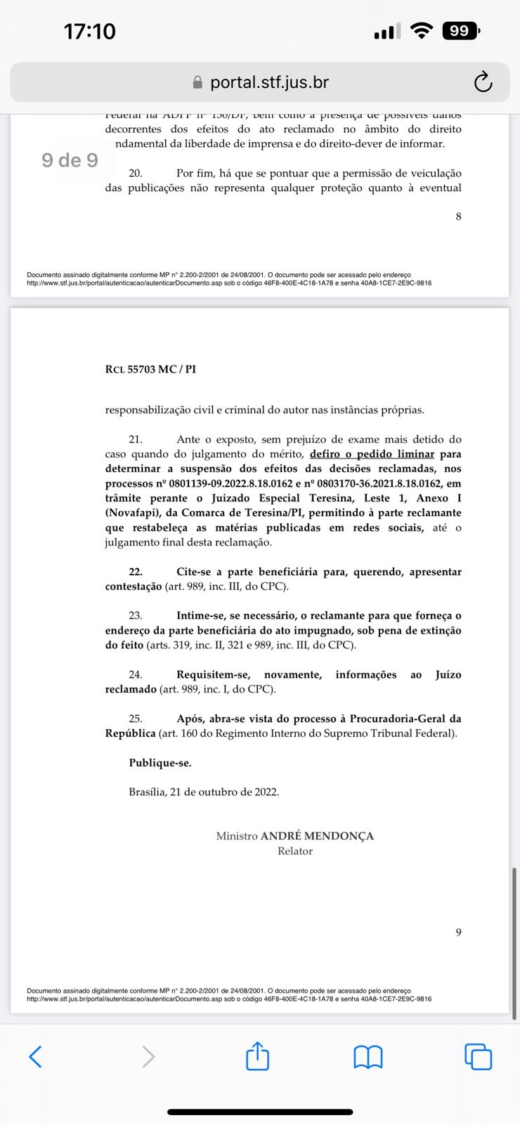 Ministro do Supremo derruba censura da justiça do Piauí ao O Piauiense
