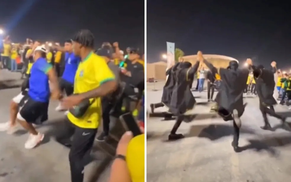 Brasileiro viraliza ao dançar com árabes