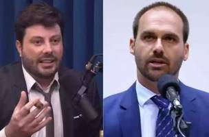 Danilo Gentili e Eduardo Bolsonaro (Foto: Reprodução/redes sociais/Câmara dos Deputados)