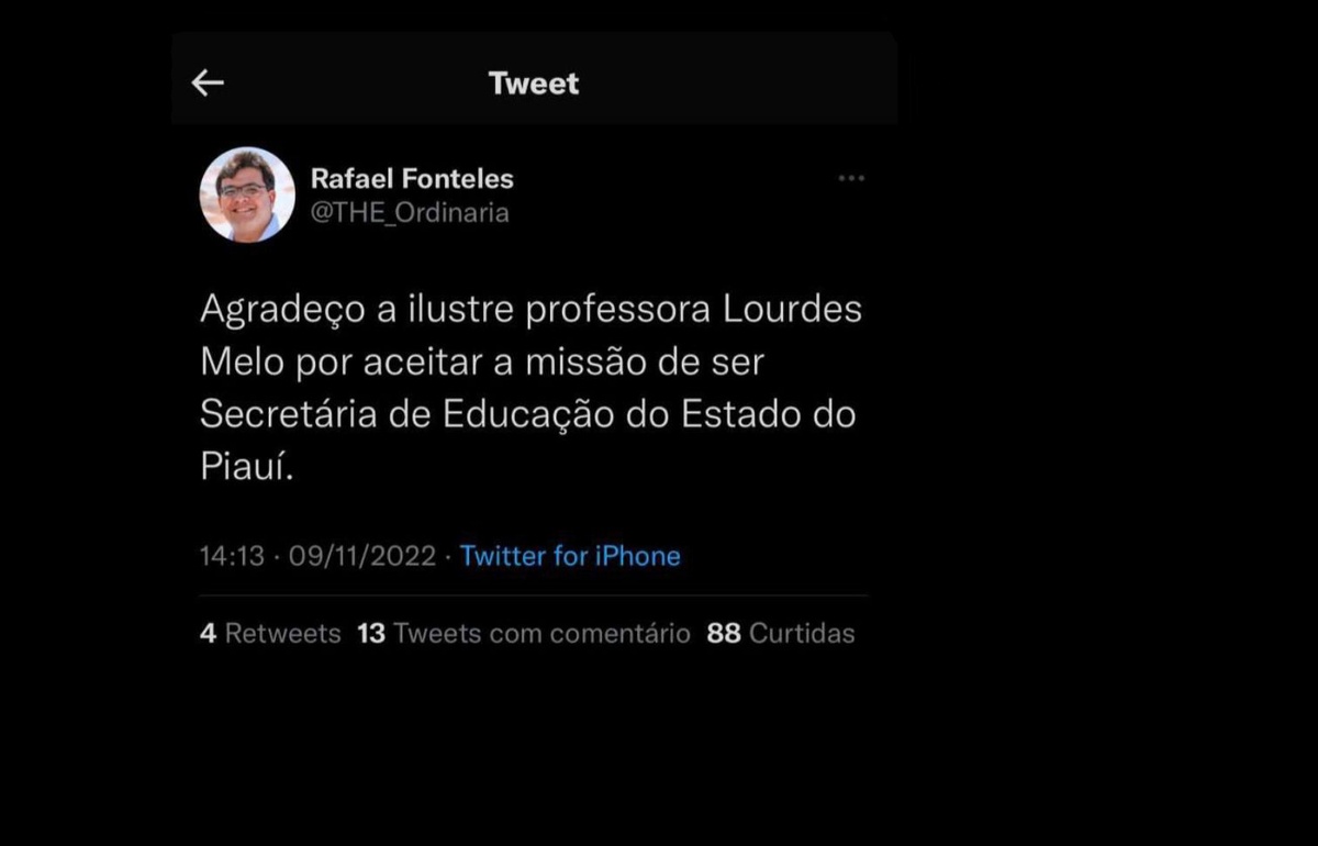 FAKE: Lourdes Melo será secretaria de Educação de Rafael