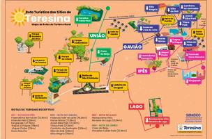 Mapa da Rota dos sítios - Destinos terísticos no interior de Teresina (Foto: Divulgação PMT)