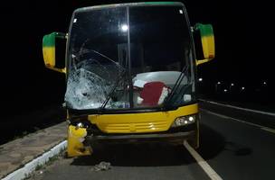 Motociclista morre e passageiro fica ferido em colisão com ônibus (Foto: Divulgação/PRF)