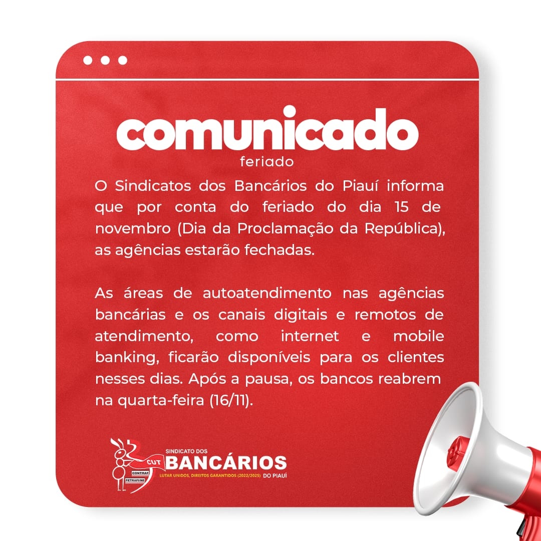 Nota do Sindicato dos bancários do Piauí
