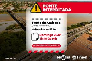 A interdição será das 7h30 às 16h (Foto: Reprodução/ Prefeitura de Timon)