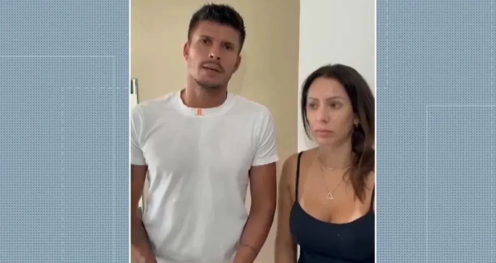 Léo Campos e noiva em vídeo de desculpas