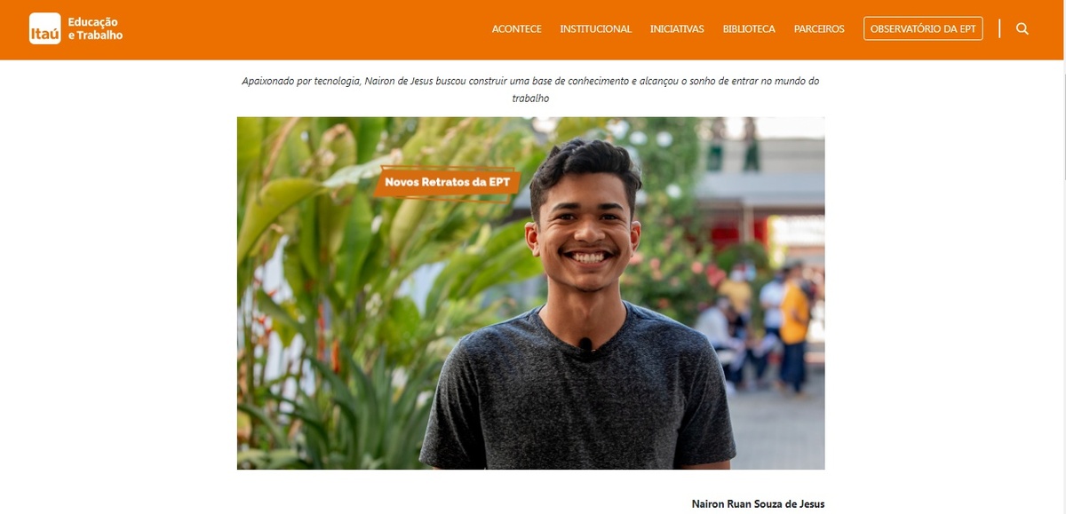 Nairon é destaque no site do Itaú