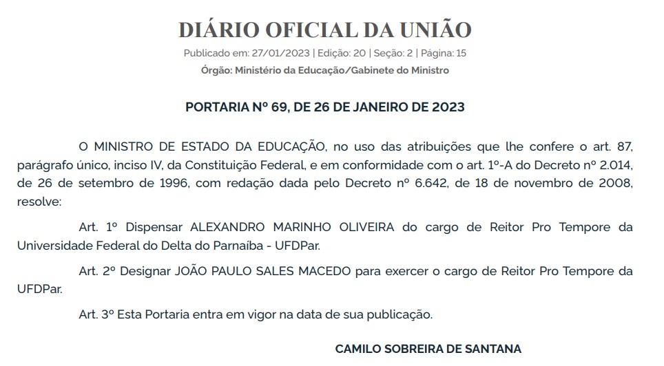 Portaria do MEC
