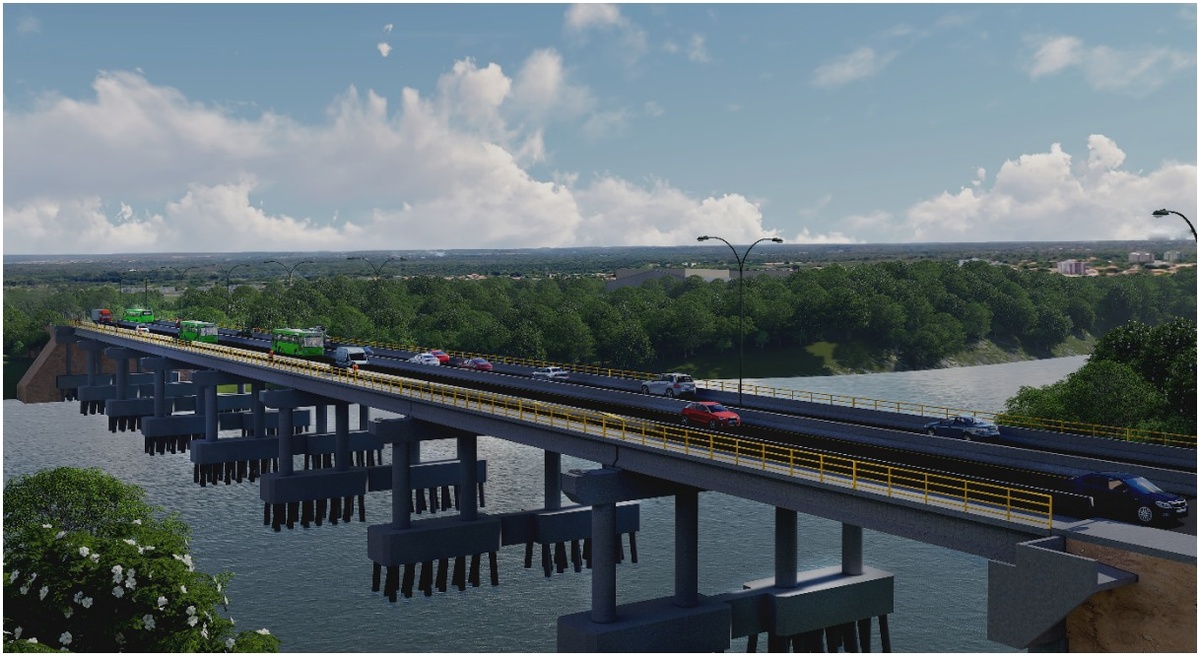 Projeto da ponte pronta, ligando as zonas norte e leste de Teresina