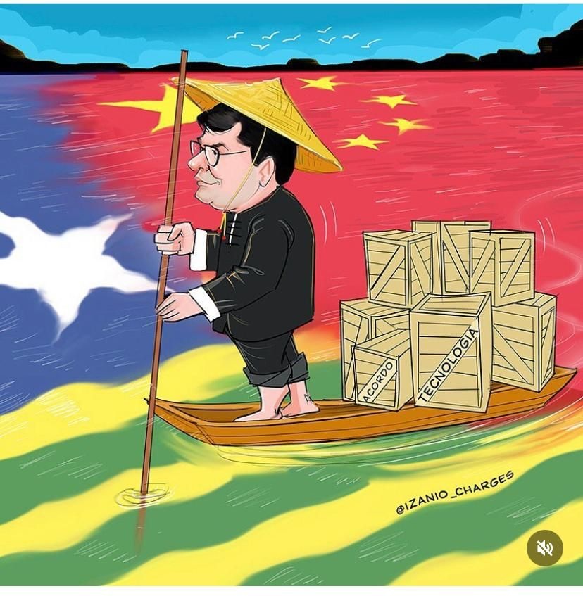Rafael navegando no mar do desenvolvimento, na visão do chargista Izanio…