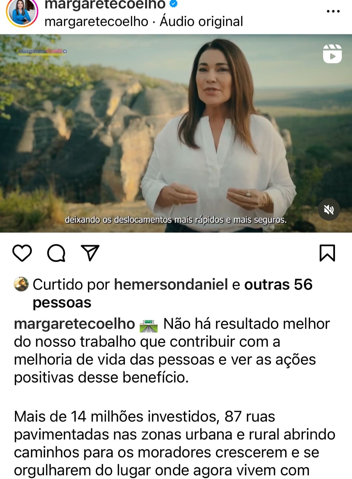 A foto já tem legenda sobre as ações da ex-deputada Margarete
