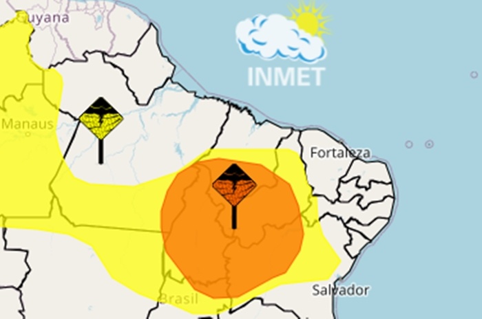 O Piauí está sob dois alertas do Inmet nesta segunda-feira (6)