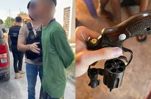 Bandido preso e arma apreendida, que teria sido usada para matar Flávia Wanzeler (Foto: Divulgação)