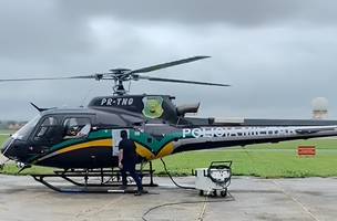 Helicóptero da Polícia Militar designado para a segurança do litoral (Foto: Reprodução)