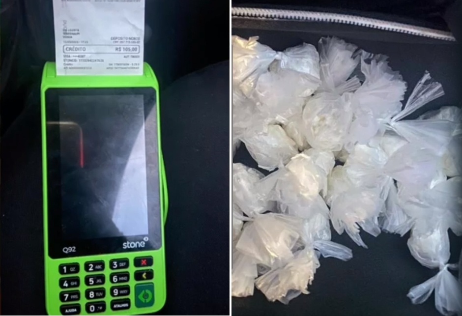 Entorpecentes e maquineta encontrados com suspeito de praticar delivery de drogas