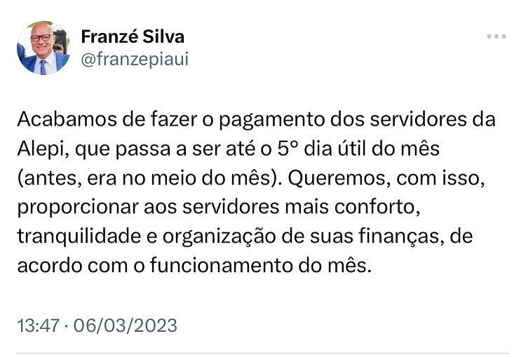 Franzé antecipa salário, mas não diz se “assessores” apresentaram certidões negativas