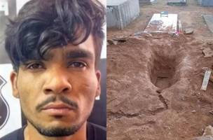O túmulo do criminoso foi revirado (Foto: Divulgação PCDF e PCGO)