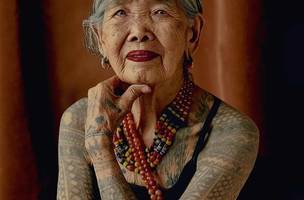 Apo Whang-Od é destaque na edição da revista nas Filipinas (Foto: Divulgação/Vogue)