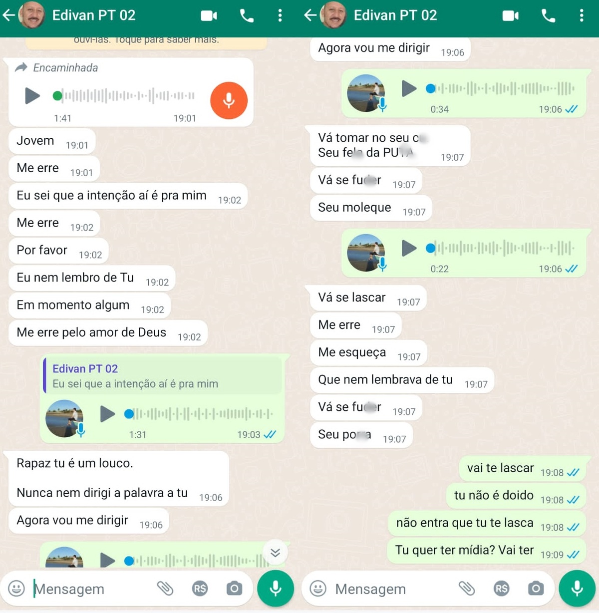 Atritos em conversas no WhatsApp