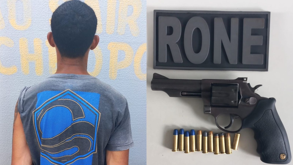 Jovem é apreendido com revólver