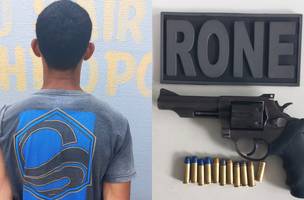 Jovem é apreendido com revólver (Foto: Polícia Militar)