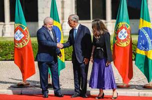 Lula, Janja e o presidente português, Marcelo Rabelo (Foto: Ricardo Stuckert)