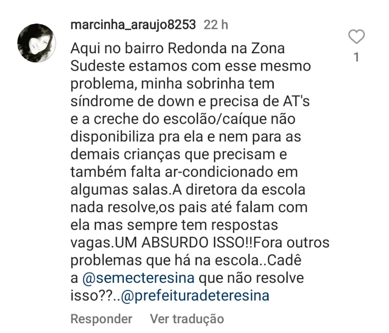 Mais denúncias sobre falta de acompanhantes terapêuticos em Teresina