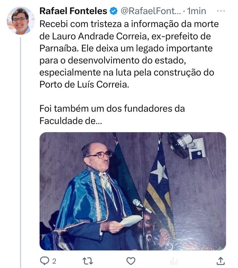 Mensagem do governador através de suas redes sociais
