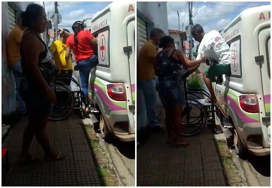 Pacientes são obrigados a sair pela janela de ambulância com porta quebrada