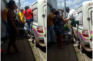 Pacientes são obrigados a sair pela janela de ambulância com porta quebrada (Foto: Revista AZ)