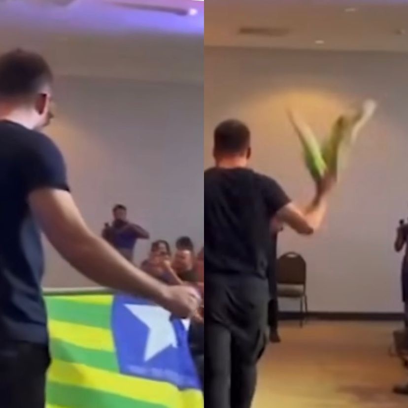 Polonês joga bandeira do Piauí no chão para intimidar Whindersson Nunes