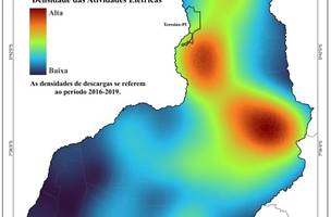 Áreas com maior ocorrência de descargas elétricas no Piauí (Foto: Reprodução)