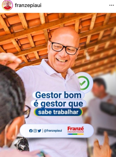 Franzé Silva em autopromoção nas redes sociais