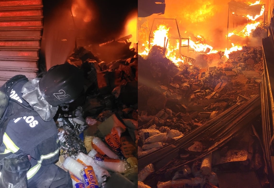 O local e todos os produtos ficaram totalmente destruídos