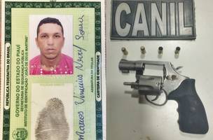 O suspeito tinha um revólver calibre 38 com duas munições deflagradas (Foto: Polícia Militar)