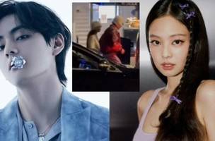 V do BTS e Jennie do BLACK PINK (Foto: Reprodução/ internet)