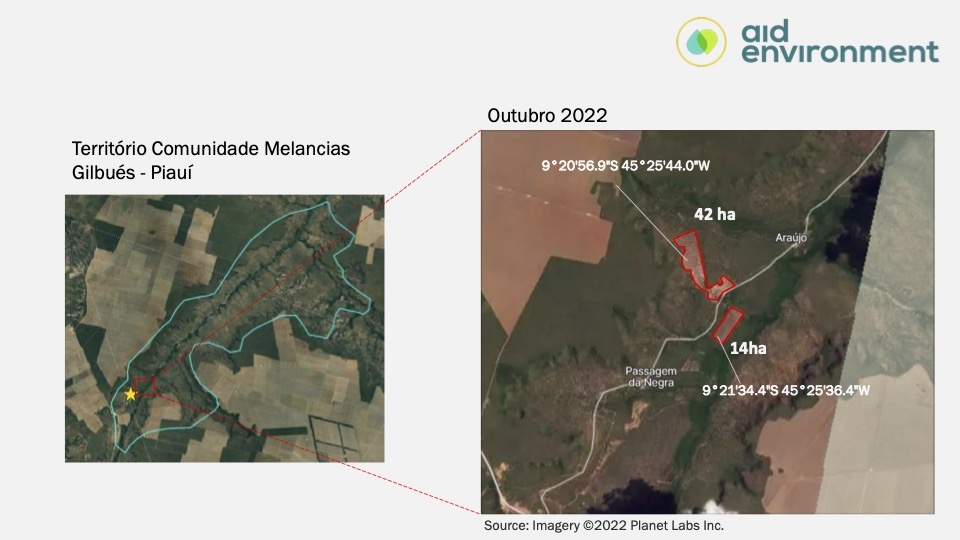 Desmatamento comprovado por imagens de satélite no território Melancias