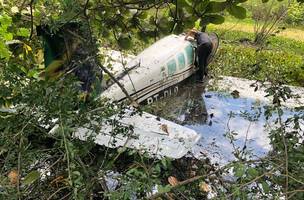 Monomotor cai em lagoa na zona Norte de Teresina (Foto: Reprodução)