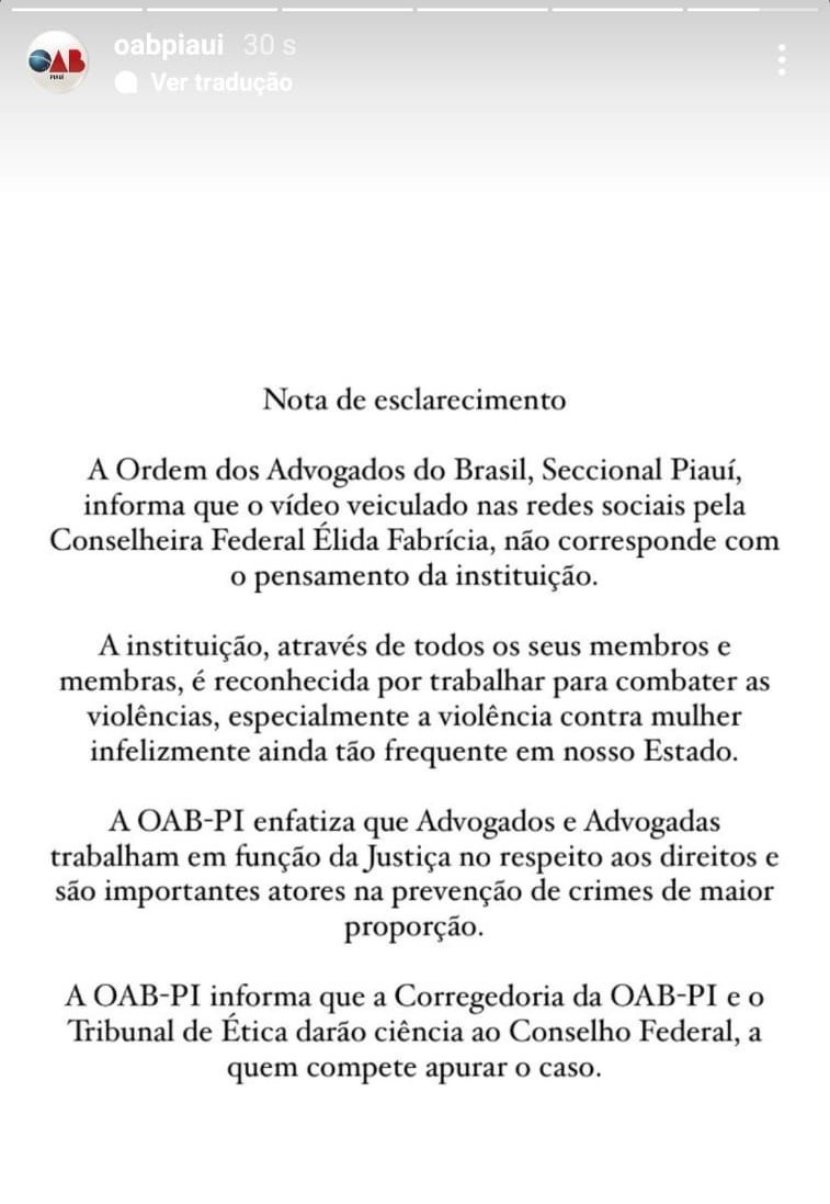 Nota da OAB