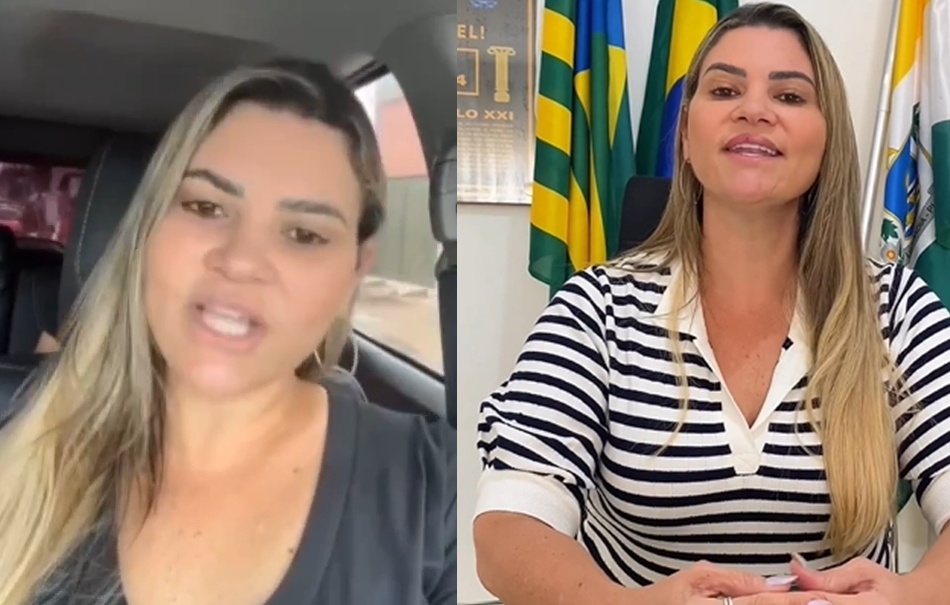 prefeita Fernanda pede que o povo não saia de casa por causa do banditismo em Luzilandia. Depois manda sair. Ela parece rir nos dois vídeos