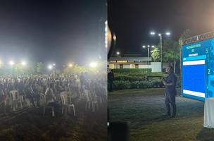 A assembleia geral feita ao ar livre para cobrar explicações sobre o rombo no Alphaville (Foto: Reprodução)
