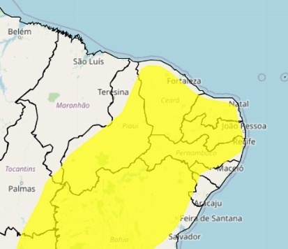 área sob alerta para vendavais