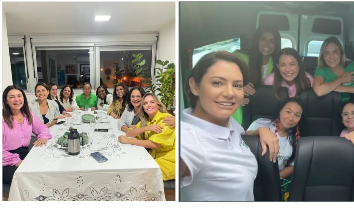 Margarete e Michele Bolsonaro durante a campanha eleitoral de 2022