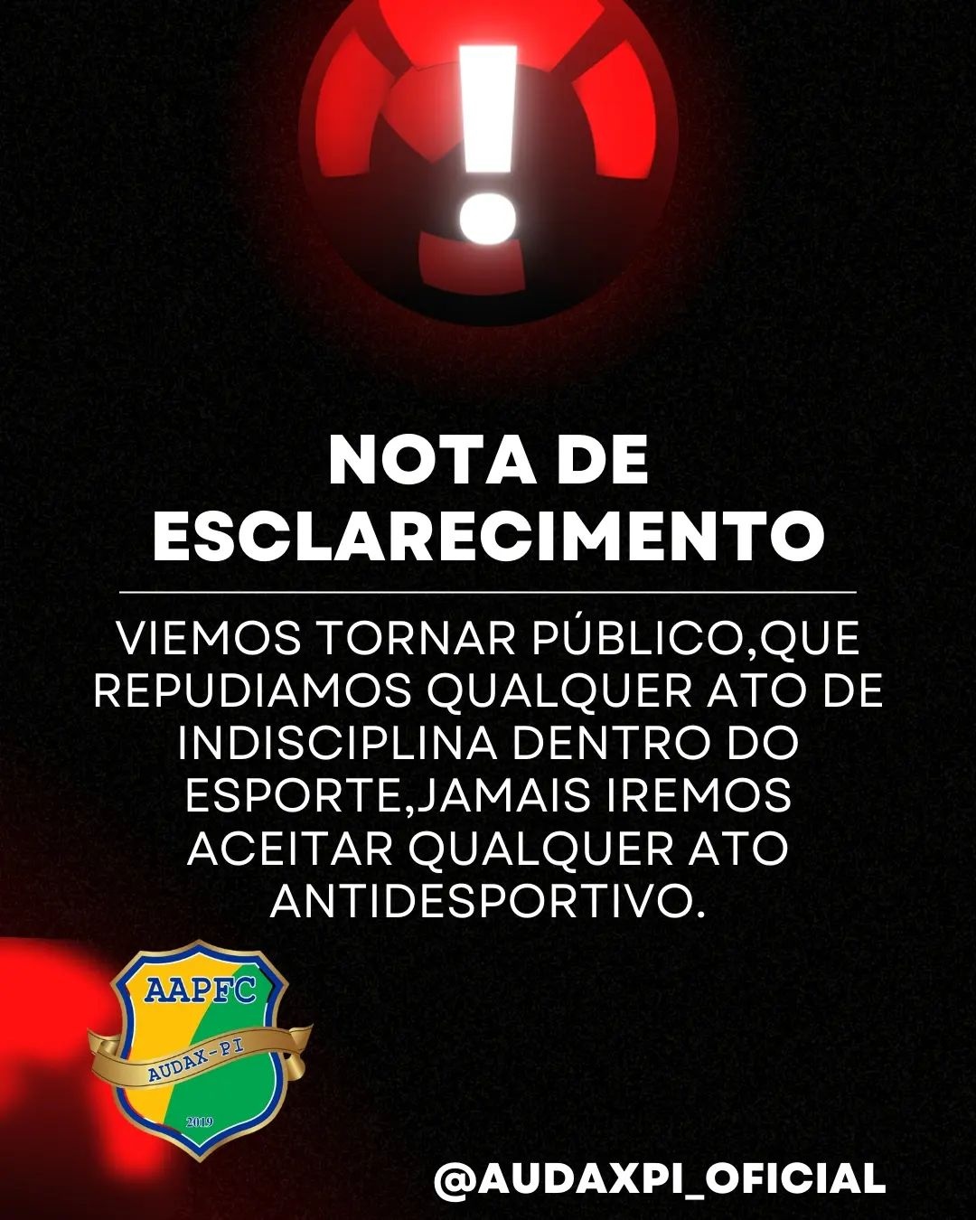 Nota de repúdio do time