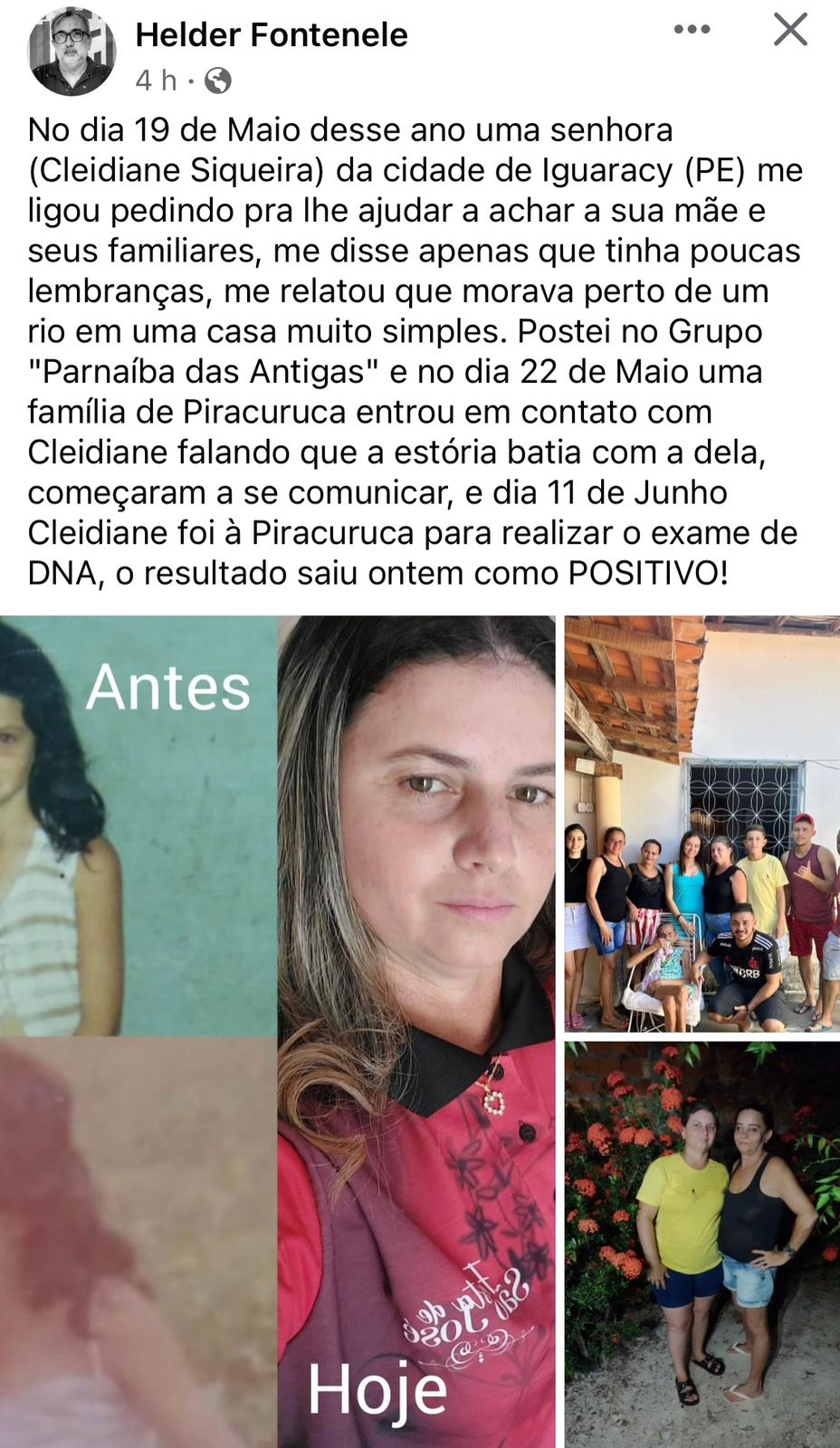 Um teste de DNA atestou o parentesco