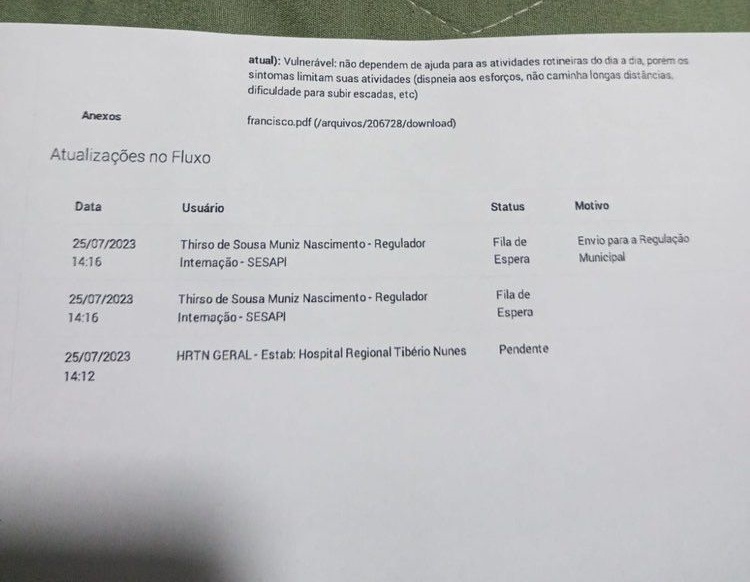 Atualizações de fluxo do idoso